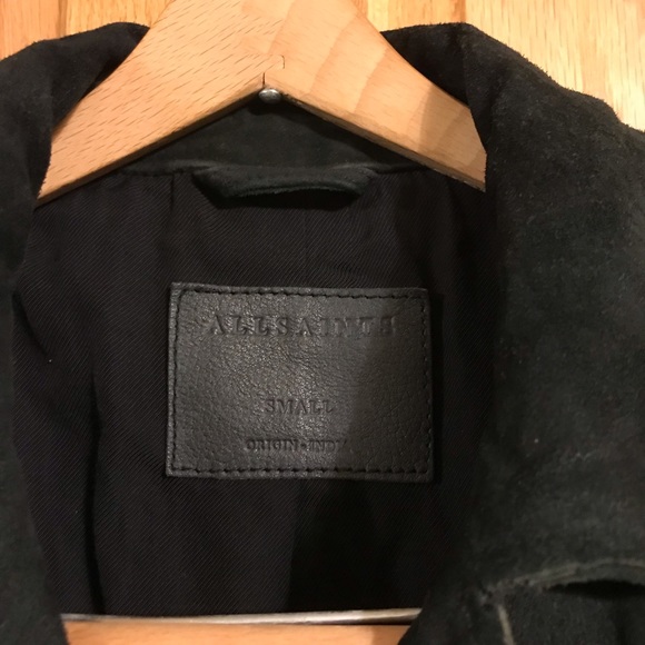 Allsaints oversized suede leather moto jacket with zippers - Picture 2 of 14